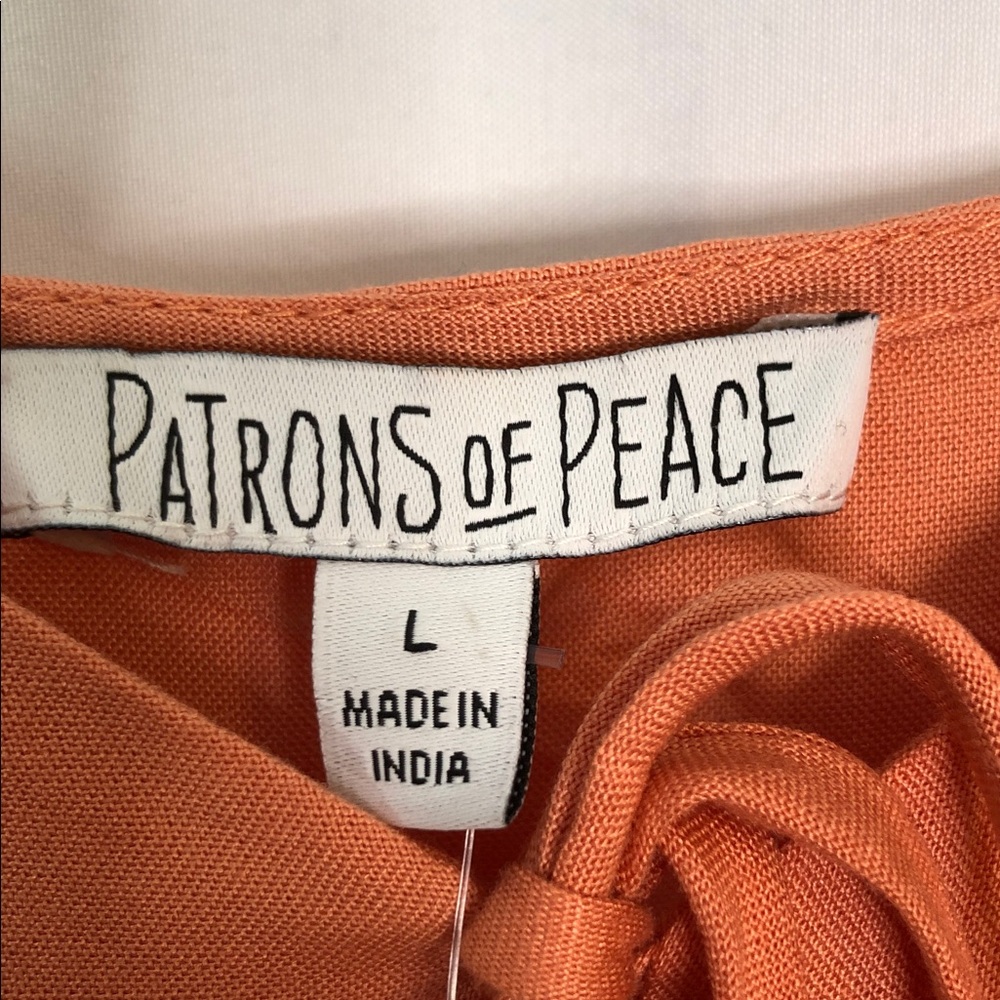 PATRONS OF PEACE Peach Ruffle High-Low Maxi Dress Size L - Picture 3 of 12